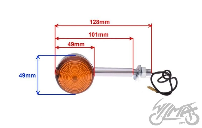 Kierunkowskaz chrom Bullet, długi wspornik, 12 V 23 W — AL60751 — ujęcie 2