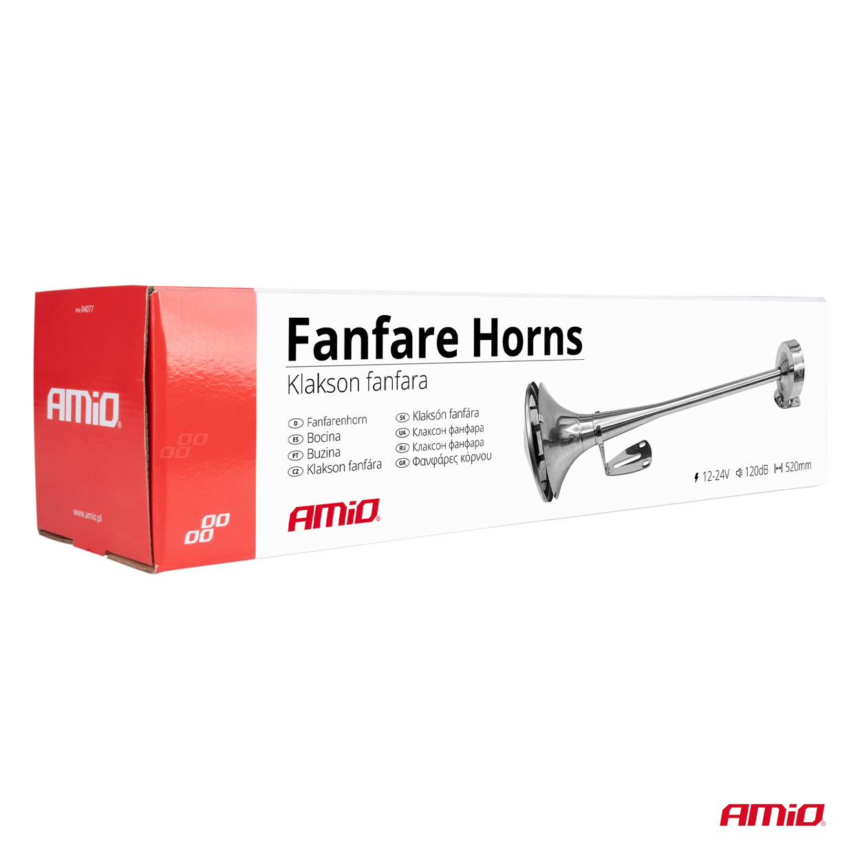 Klakson fanfara sygnał dźwiękowy chrom 520 mm 12 V 24 V HighTone — ujęcie 6