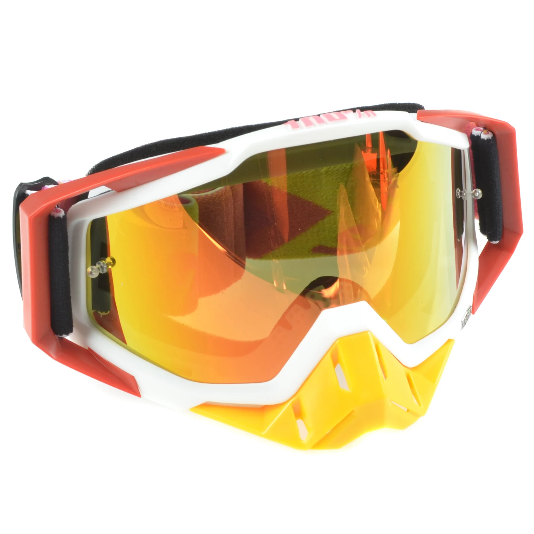 Gogle Replika biało czerwone orange lens