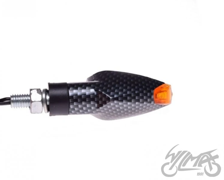 Kierunkowskazy LED carbon, biało-pomarańczowy klosz 12 V 1 W — para AM1330 — ujęcie 3