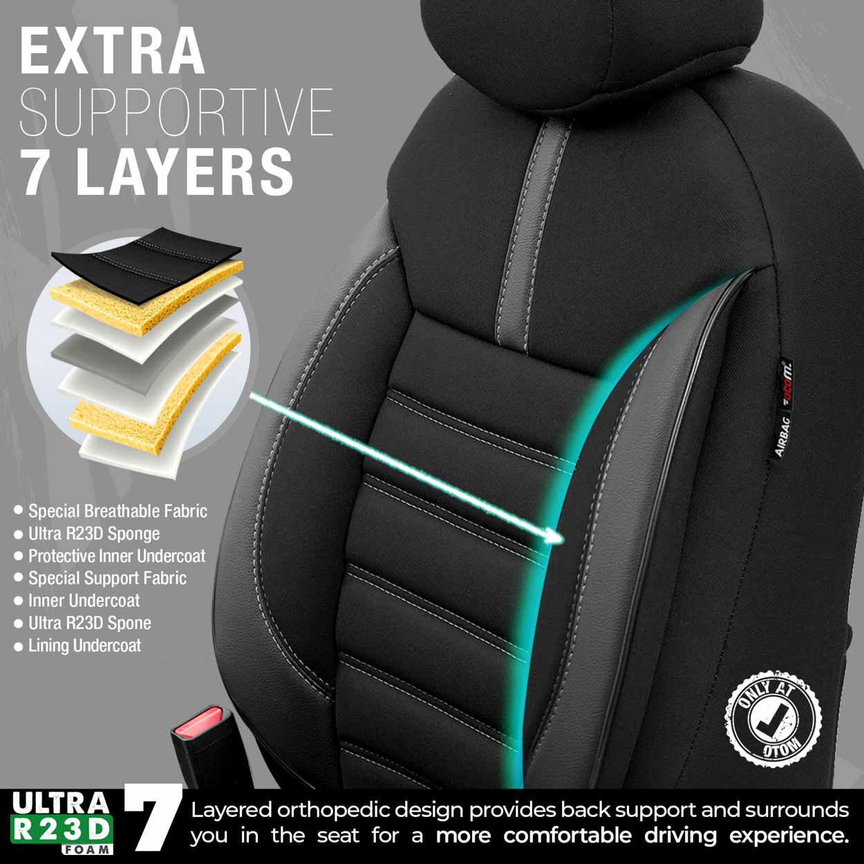 Komplet pokrowców na fotele samochodowe OTOM LIMITED 102 BLACK/GREY 3-ZIP — ujęcie 5