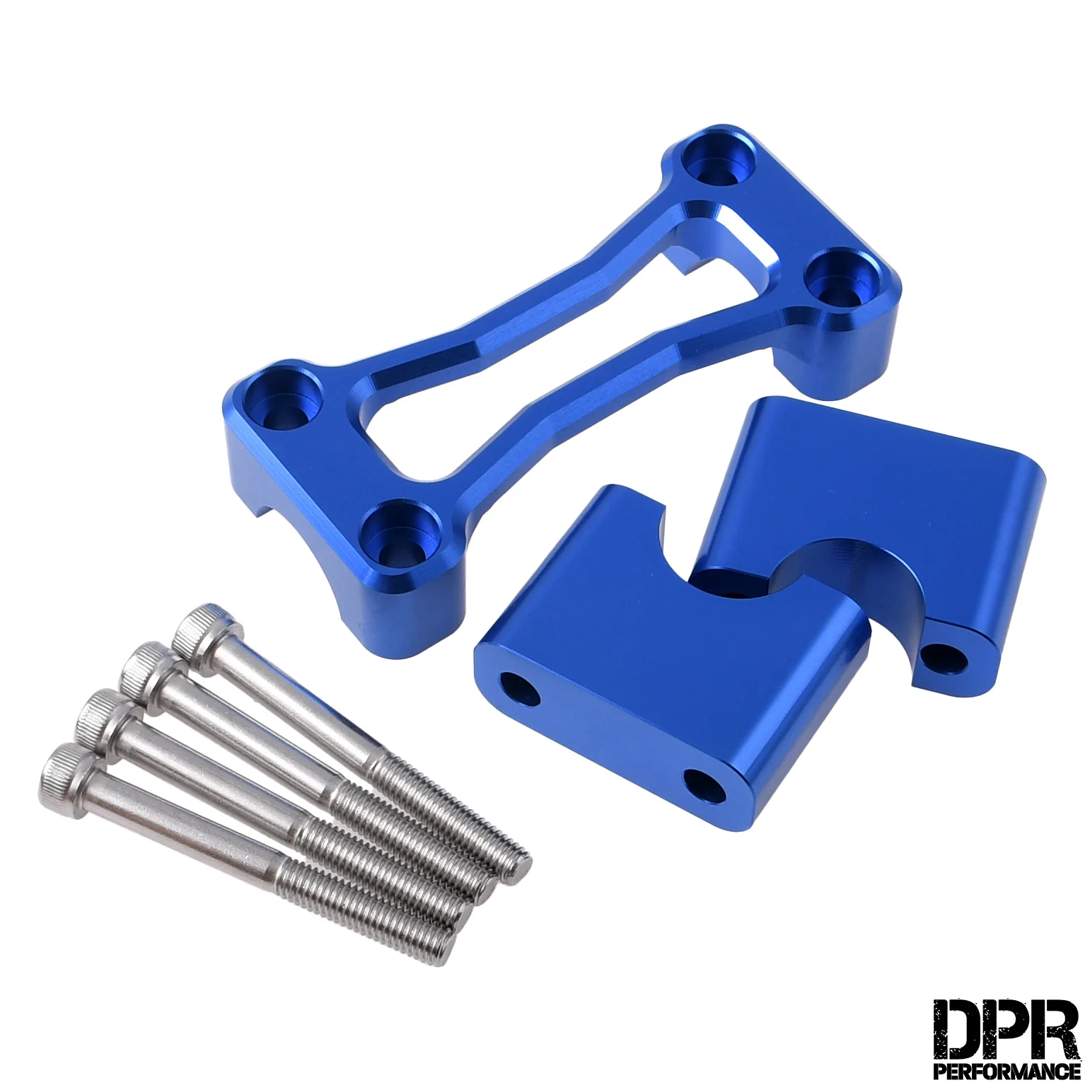Zacisk kierownicy Simson S51 S50 aluminium CNC V2 niebieski kpl. DPR Performance — ujęcie 1