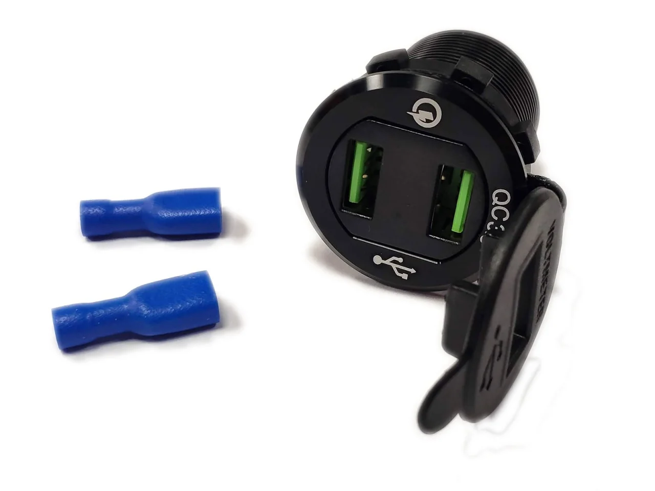 Ładowarka samochodowa / panel 2xUSB Quick Charge + miernikiem napięcia PEIYING — ujęcie 2