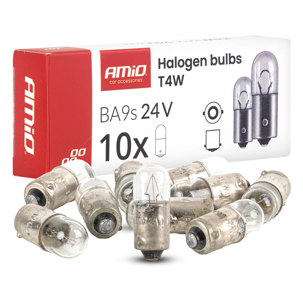 Żarówki halogenowe T4W 24 V 4 W BA9S 10szt.AMIO-04945