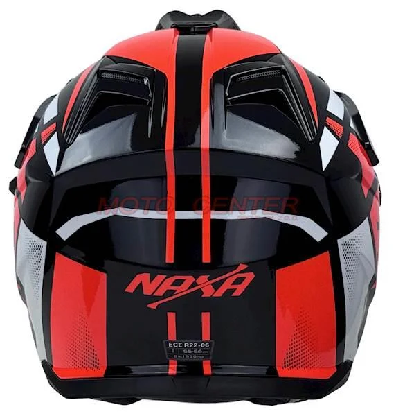 Kask crossowy Naxa CO4 czarno/pomarańczowy 2XL szybka, blenda, pinlock — ujęcie 3