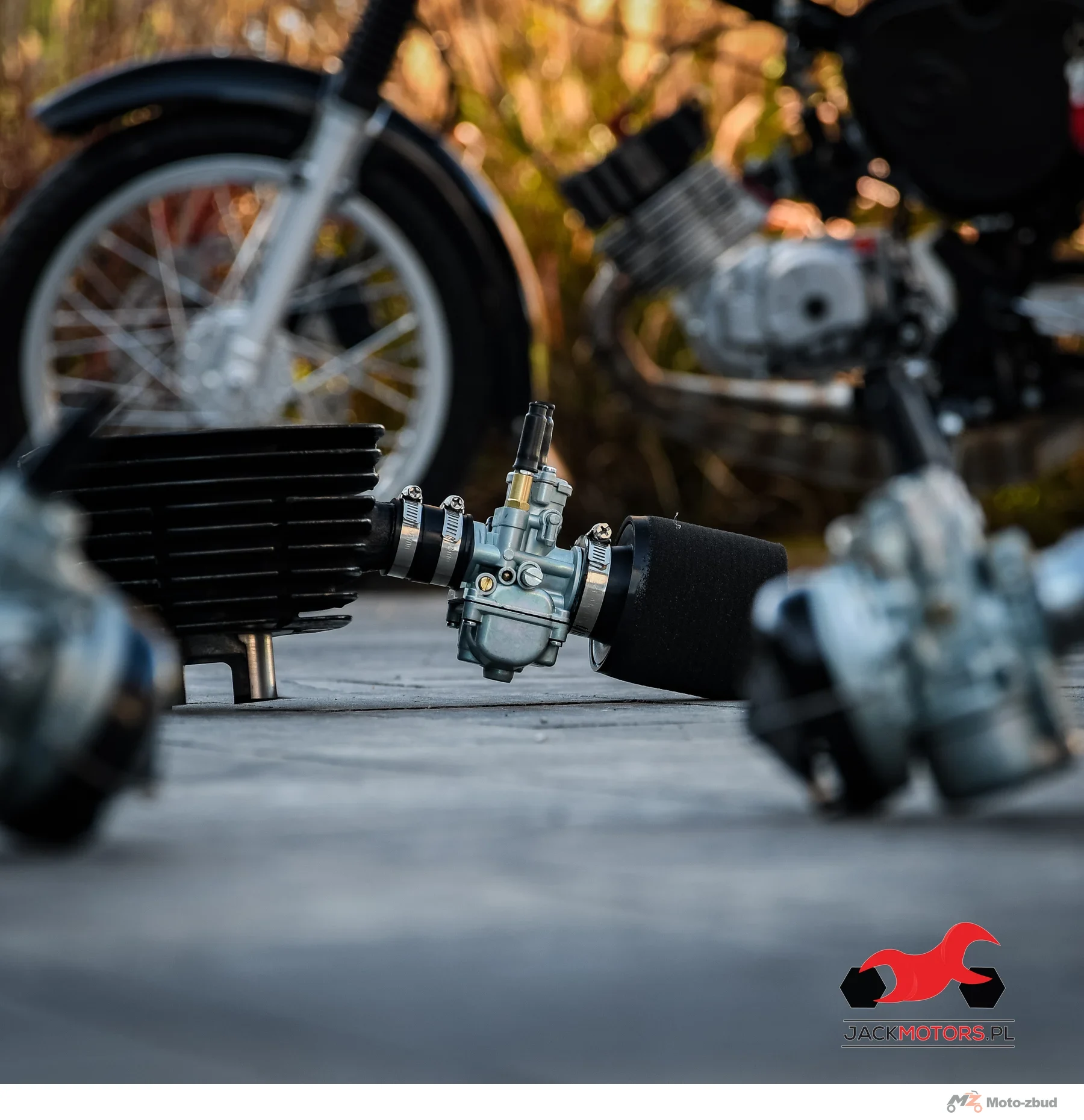 Gaźnik WSK 125 21 mm + króciec + filtr powietrza gąbka Dellorto Replika delux · ssanie ręczne — ujęcie 9
