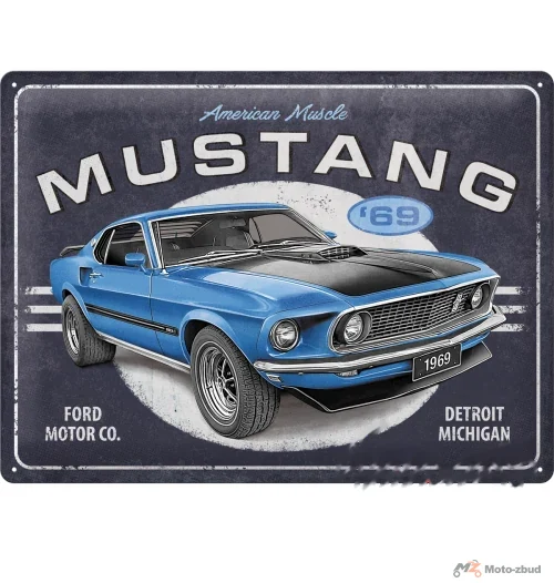 Tablica plakat 30 × 40 Ford mustang 1969 blu 23321