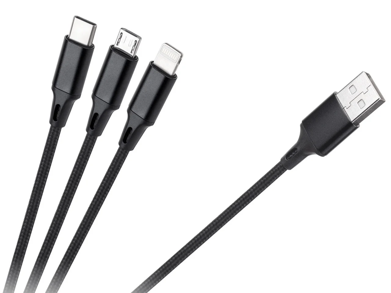 Kabel USB 3w1 microUSB / USB typu C / Lightning 100 cm — ujęcie 3