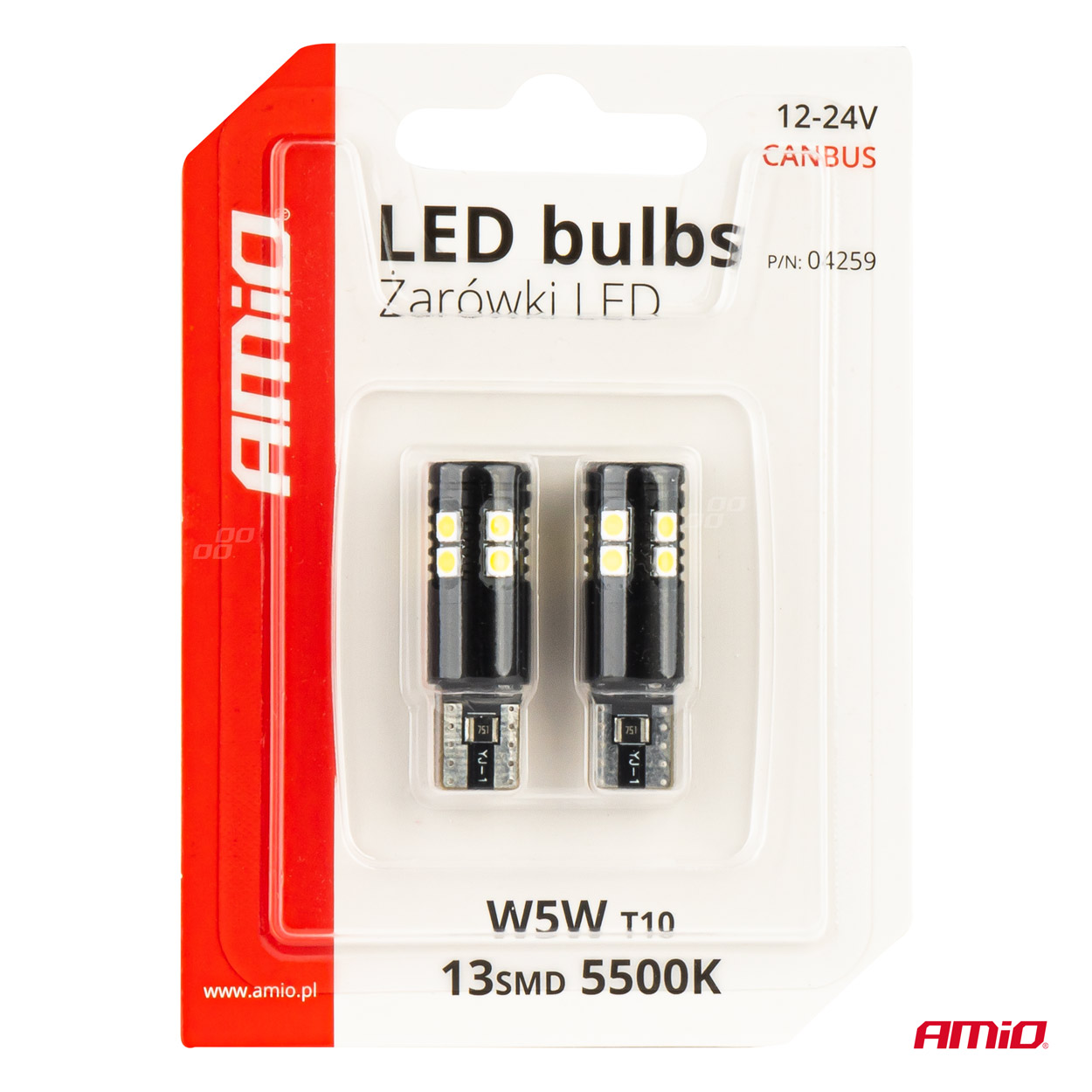 Żarówki LED CANBUS T10 W5W 13SMD 3030 White 12 V 24 V — ujęcie 5