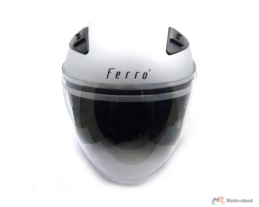Kask Ferro 810A z szybą i blendą przeciwsłoneczną bez szczęki srebrny mat XL — ujęcie 4