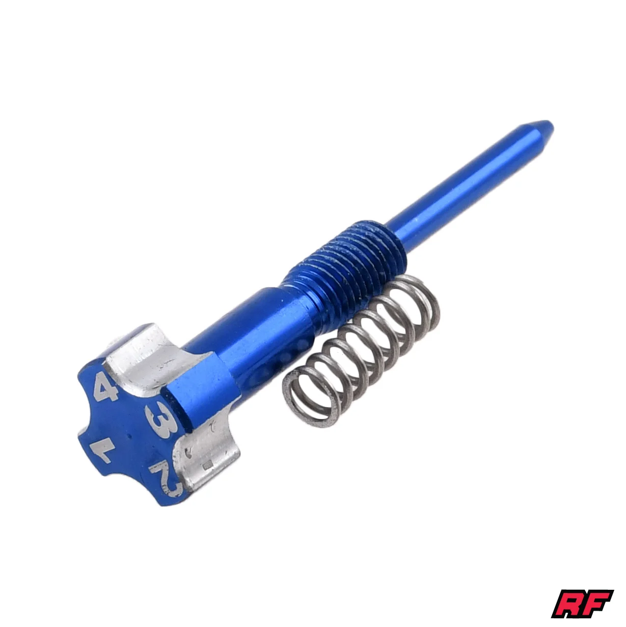 Śruba regulacji mieszanki gaźnika PWK aluminium CNC niebieska Racing Force — ujęcie 1