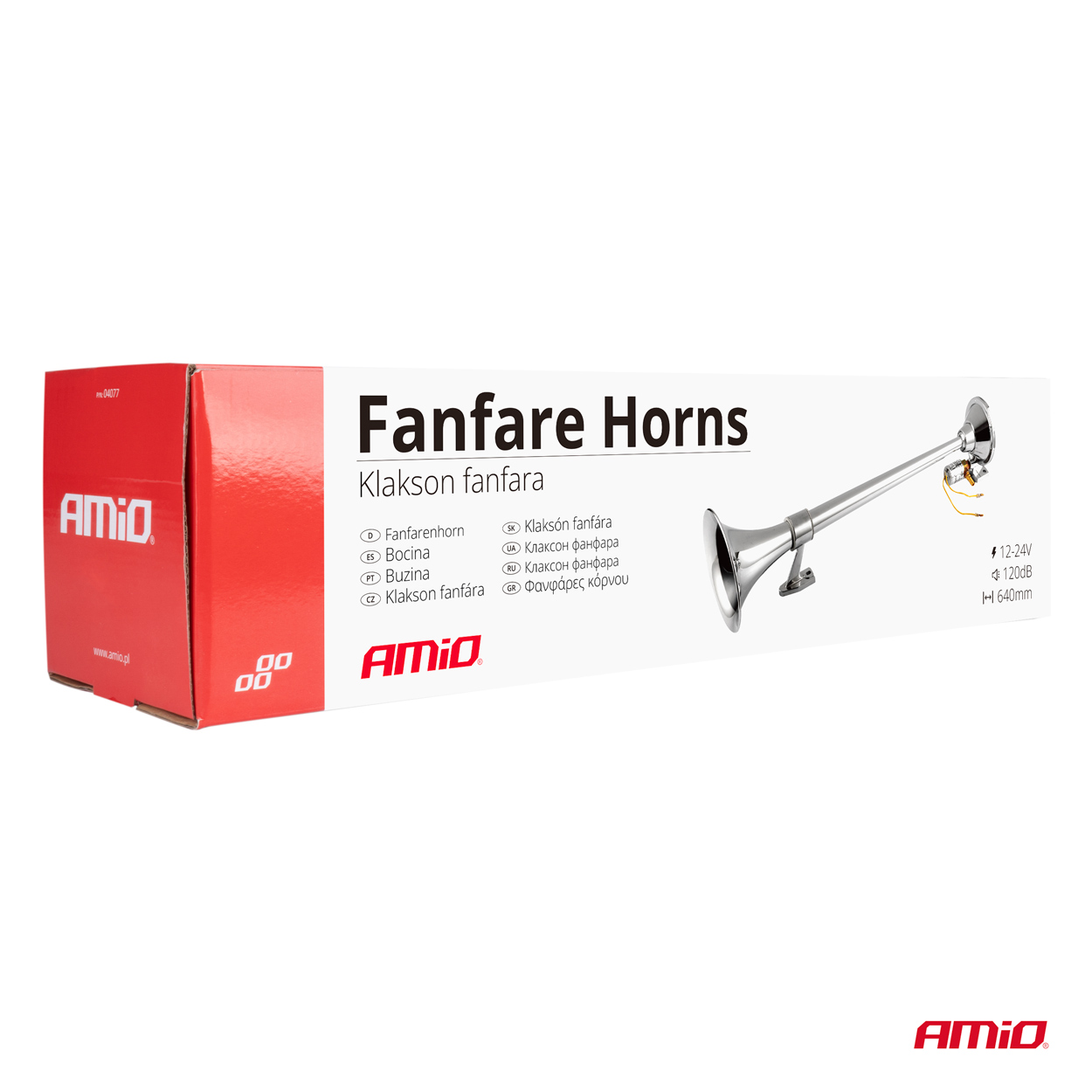 Klakson fanfara sygnał dźwiękowy chrom 640 mm 12 V 24 V — ujęcie 5