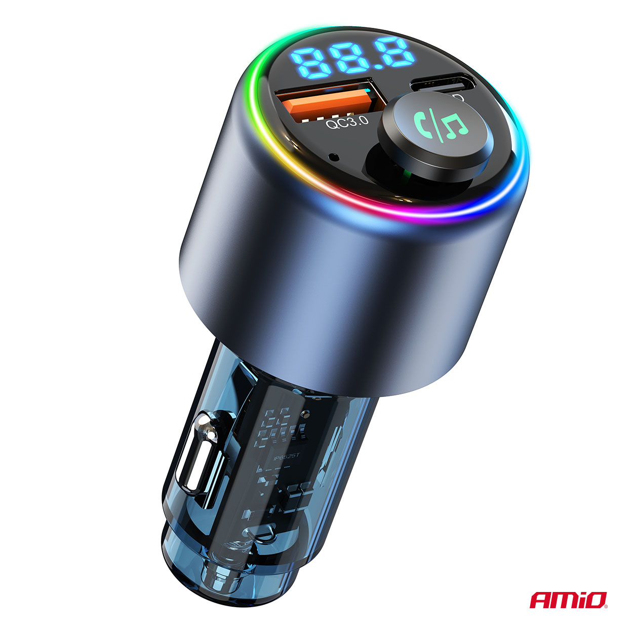 Transmiter samochodowy FM 1×USB-A 1×USB-C 12 V 24 V — ujęcie 7