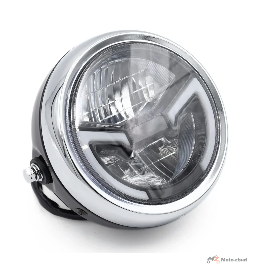 Junak 121/902 reflektor przód kpl. (czarny połysk / chrom) "LED" (Euro v) (od 2025)