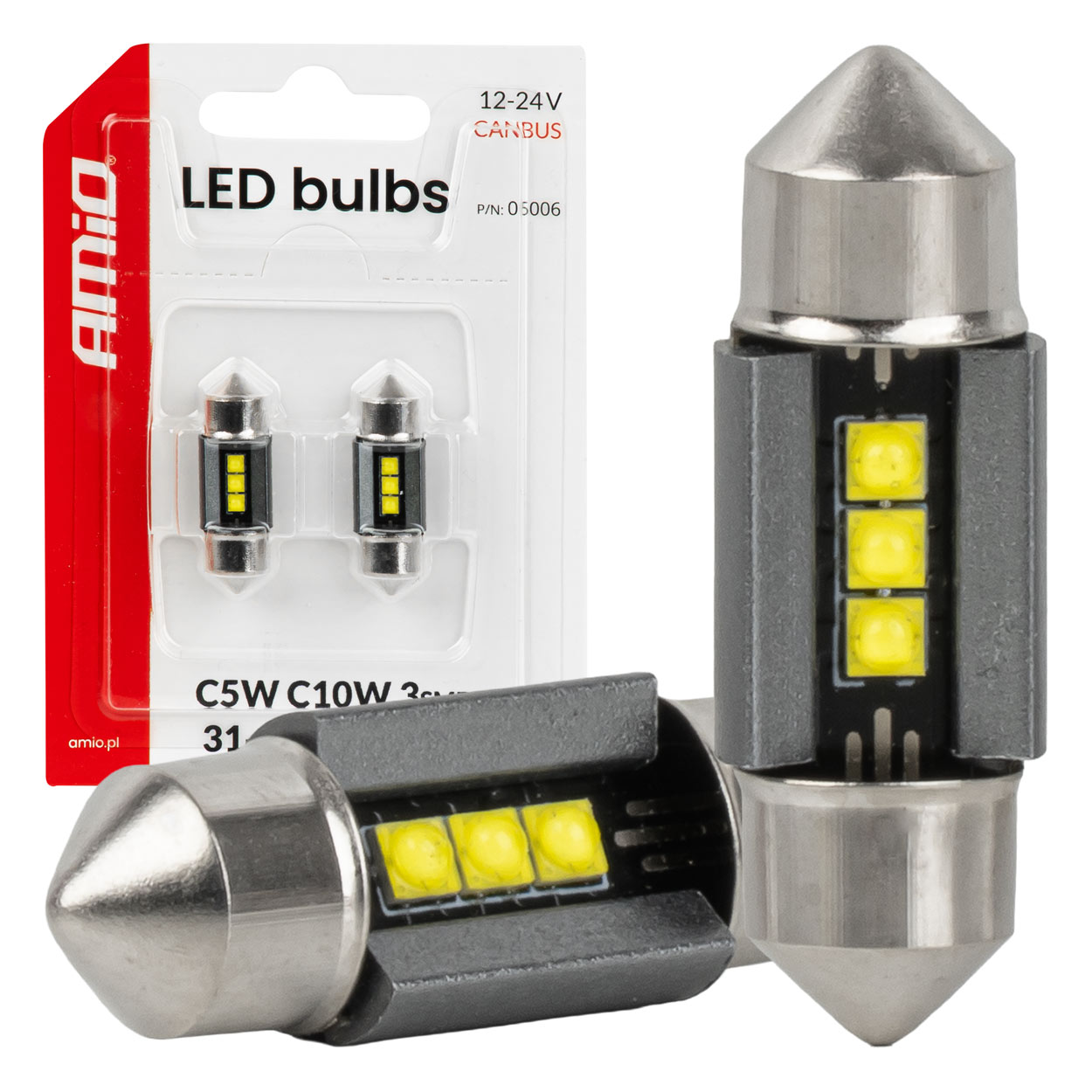 Żarówki LED CANBUS C5W C10W 31 mm 2525 3SMD białe 12 V 24 V
