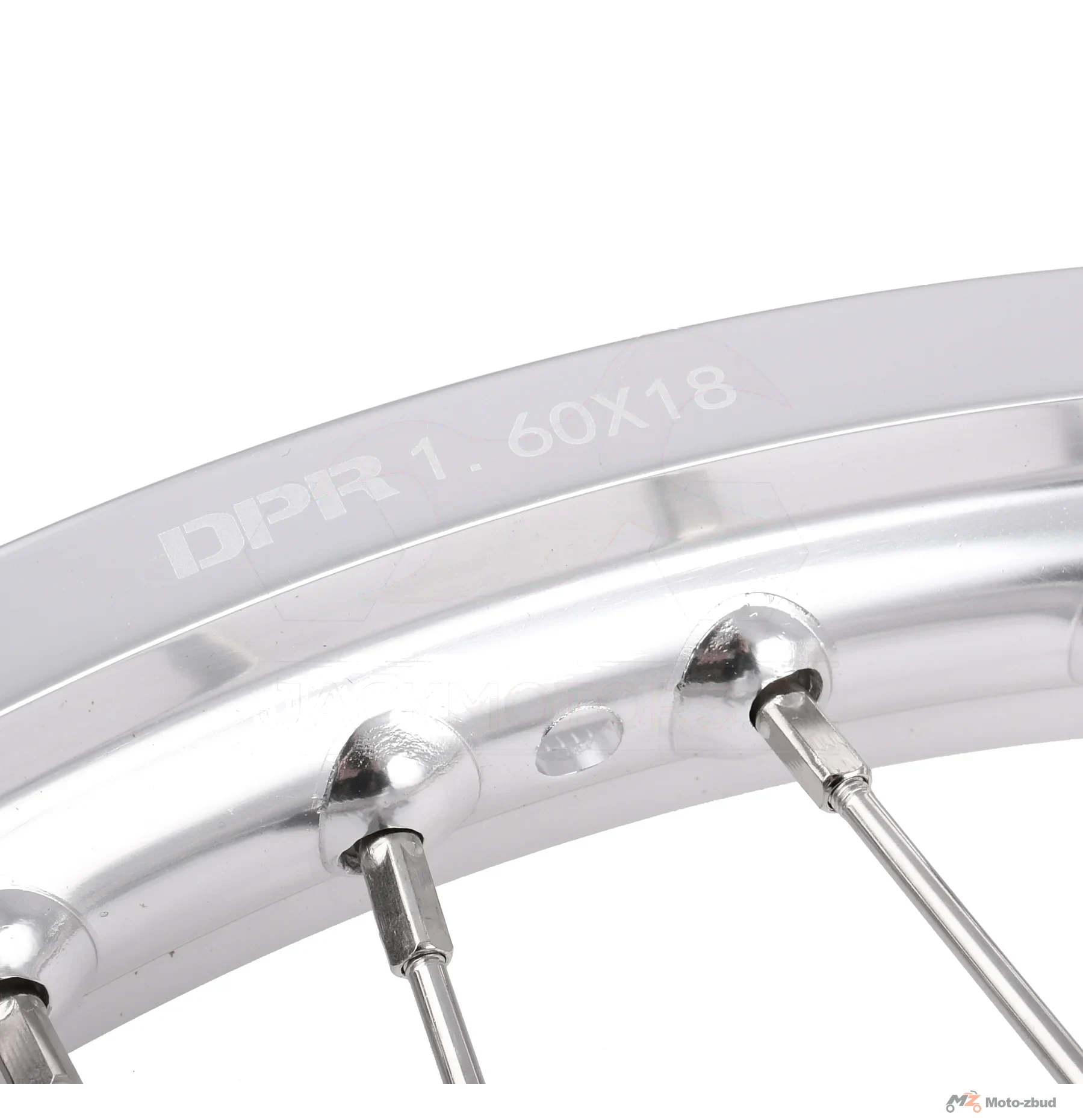 Koło jezdne przód MZ ETZ 1,6 × 18 aluminium DPR Classic hamulec tarczowy srebrna piasta + szprychy INOX — ujęcie 3