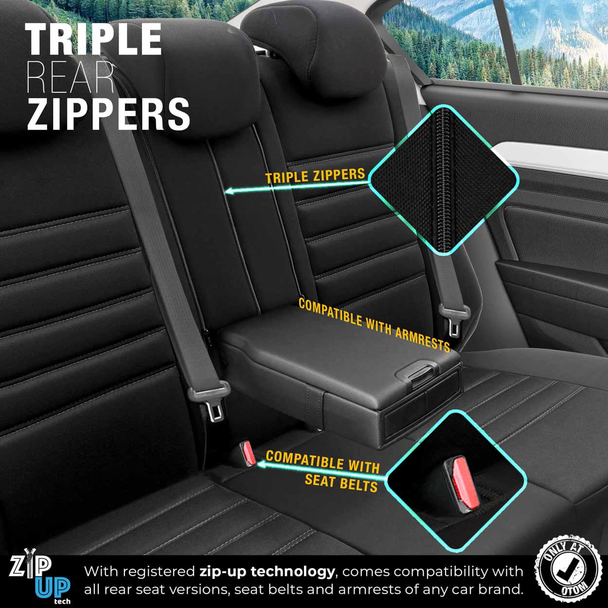 Komplet pokrowców na fotele samochodowe OTOM LIMITED 102 BLACK/GREY 3-ZIP — ujęcie 8
