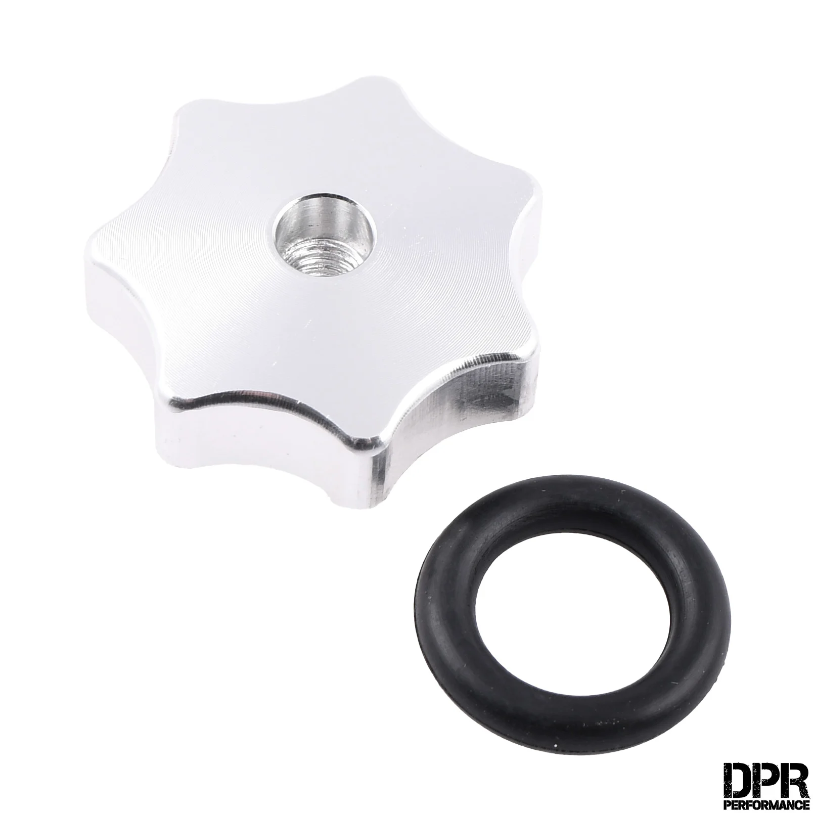 Nakrętka pokrywy bocznej / silnika Simson M6 aluminium CNC srebrna DPR Performance — ujęcie 1