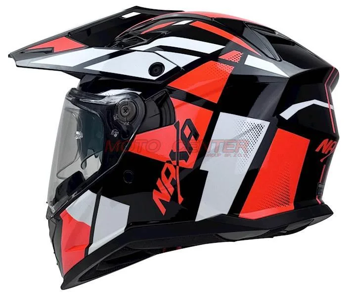 Kask crossowy Naxa CO4 czarno/pomarańczowy 2XL szybka, blenda, pinlock — ujęcie 2