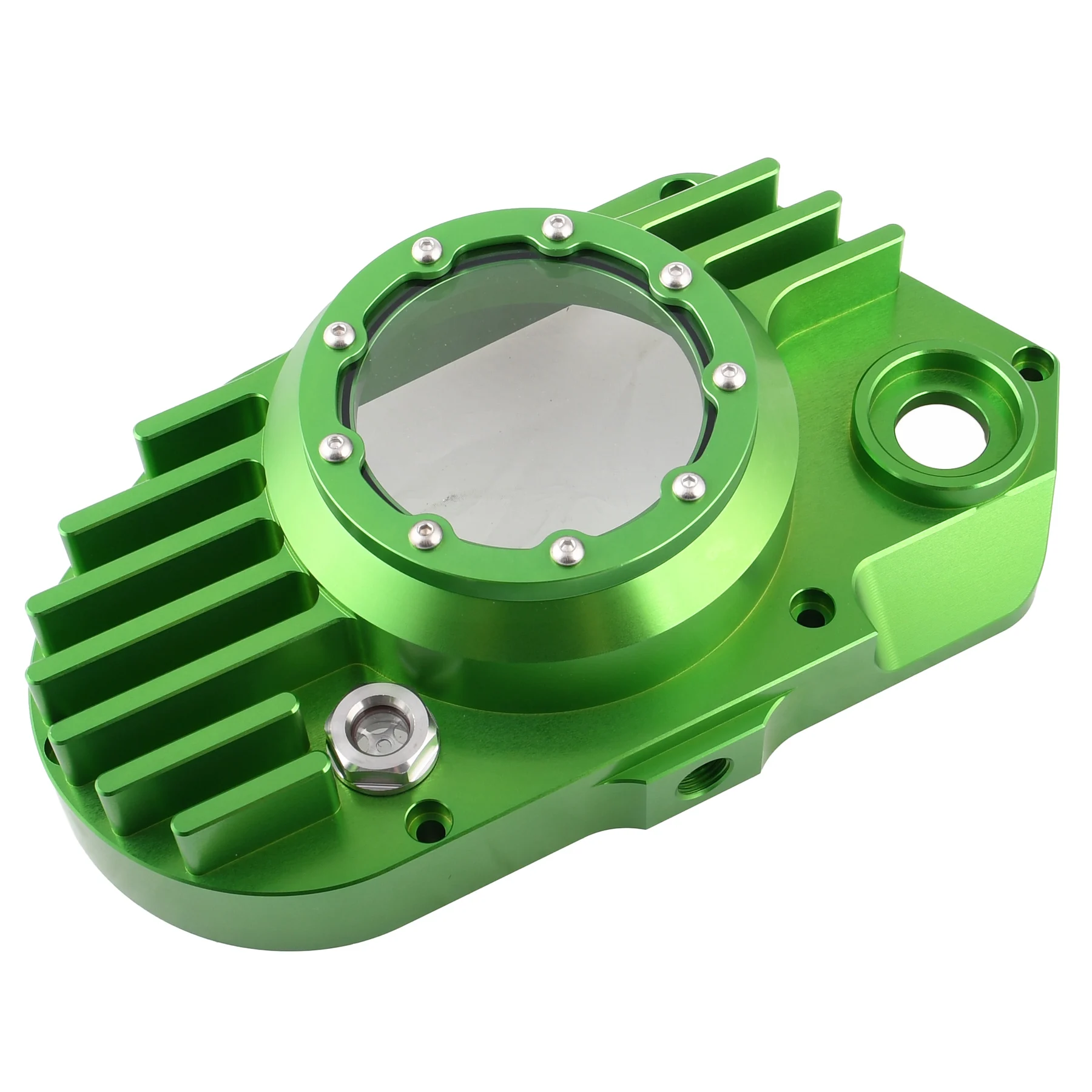 Pokrywa silnika Simson S51 SR50 lewa aluminium CNC clear zielona + śruby DPR Performance — ujęcie 5