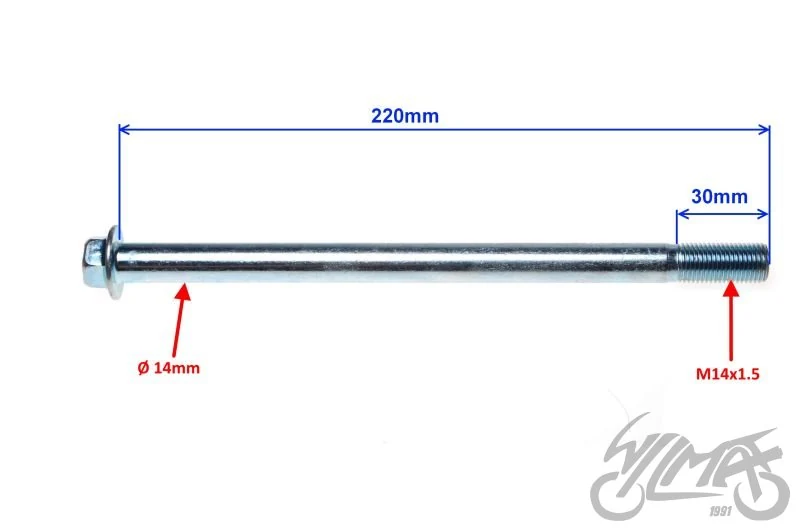 Oś wahacza tył fi14 x220 do Suzuki GN125 — ujęcie 2