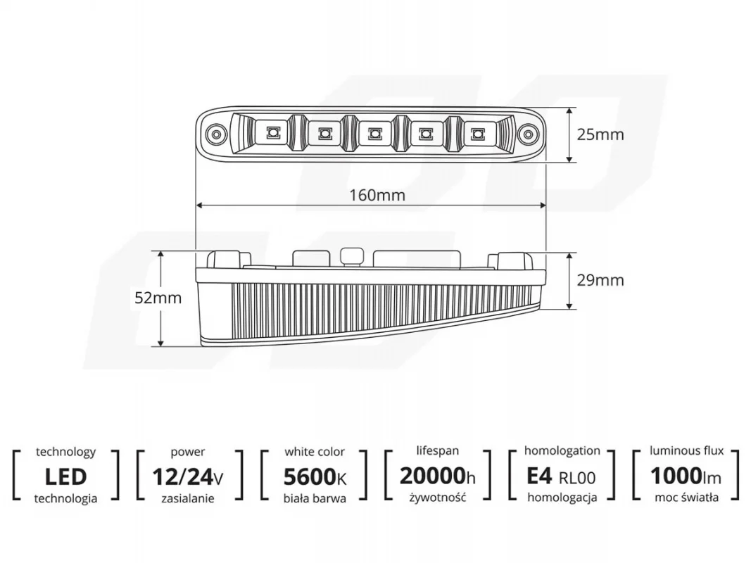 Lampy dzienne diodowe 5 HP LED (SKOŚNE) # ATEST RL — ujęcie 2