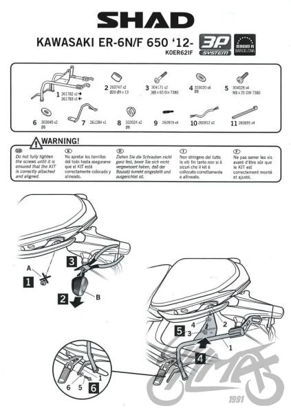 Stelaż kufra bocznego 3P SHAD do Kawasaki ER-6n / ER-6f — ujęcie 2