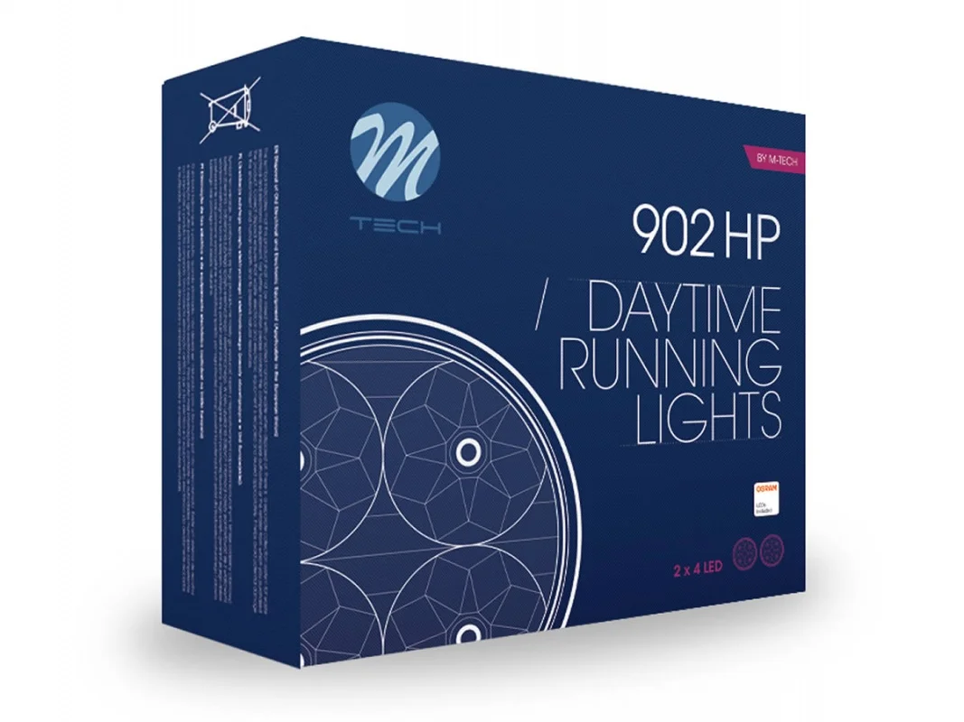 Lampy dzienne diodowe MTech 12V 4x1W HP LED OKRĄGŁE POŁYSK — ujęcie 2