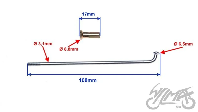 Szprycha koła tył 36 szt. 105 mm do Romet via city — ujęcie 2