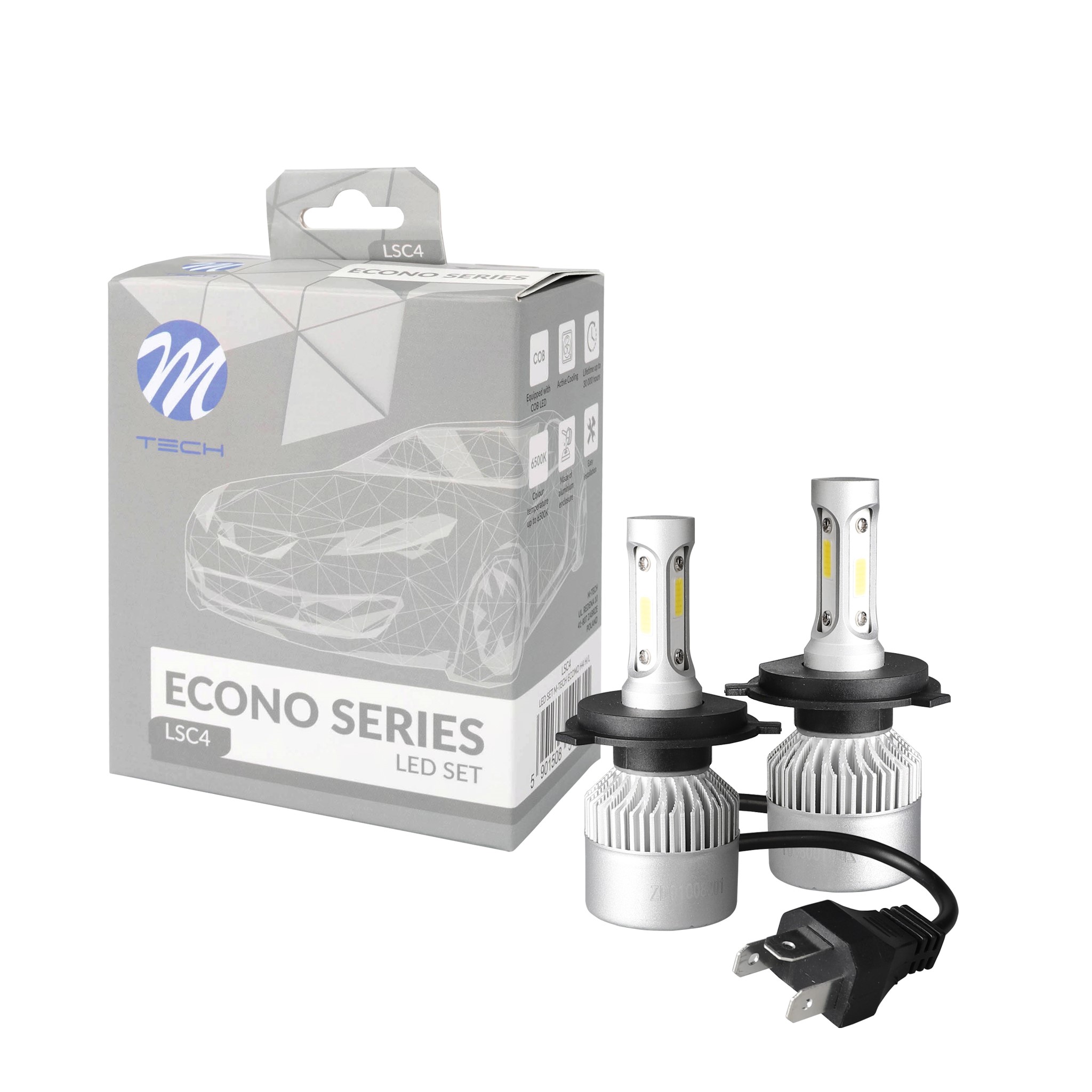 Żarówka LED H4 40 W 12V/6500K, 2 szt. M-Tech LSC4 — ujęcie 2
