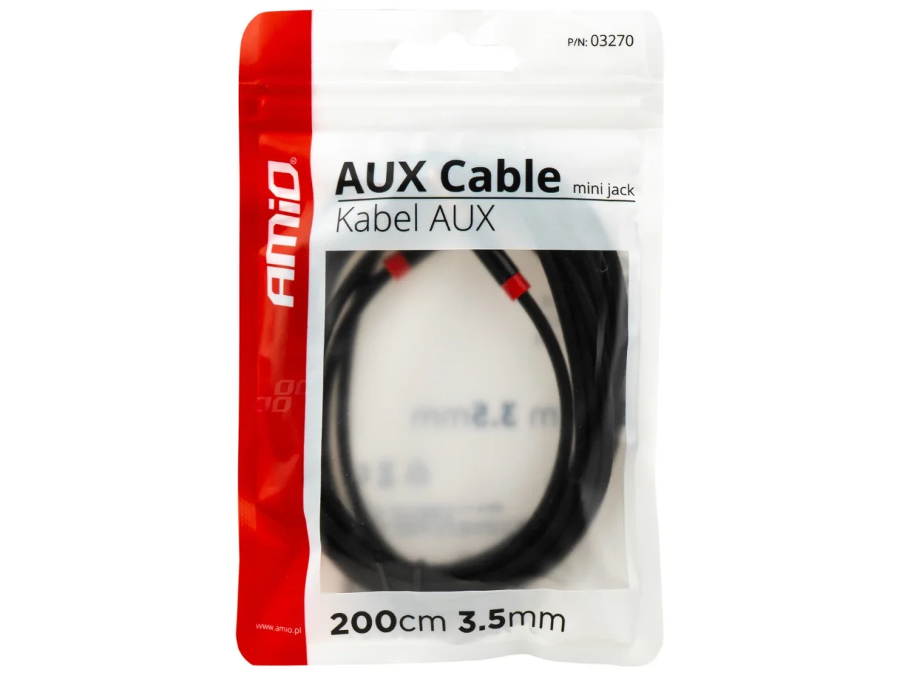 Kabel AUX MINI JACK 3,5mm oplot 200cm — ujęcie 2