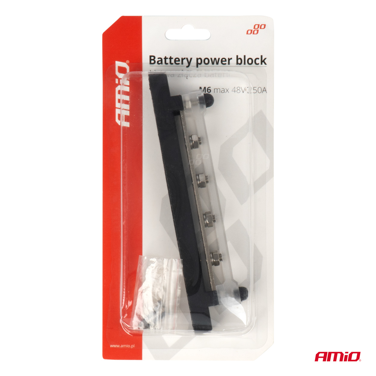 Blok rozdzielczy masy plusa bus bar M6 12 V - 48 V 250A — ujęcie 4