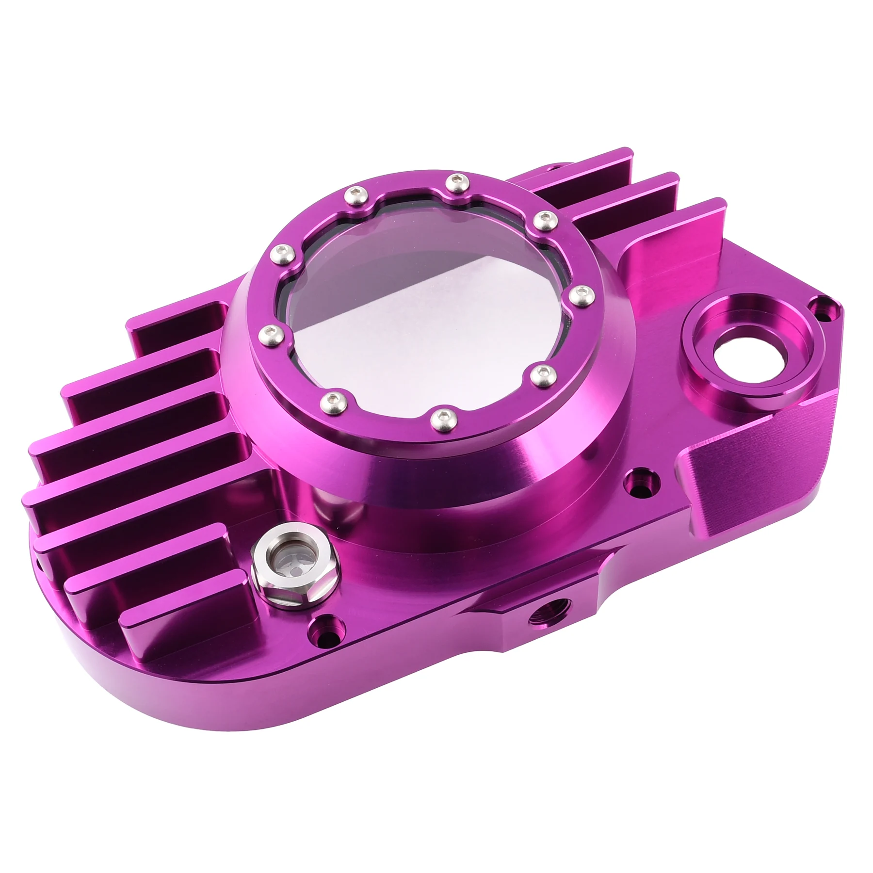 Pokrywa silnika Simson S51 SR50 lewa aluminium CNC clear fioletowa + śruby DPR Performance — ujęcie 5