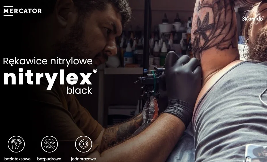 Rękawice nitrylowe Mercator Nitrylex Black rozmiar L 100 szt. — ujęcie 4
