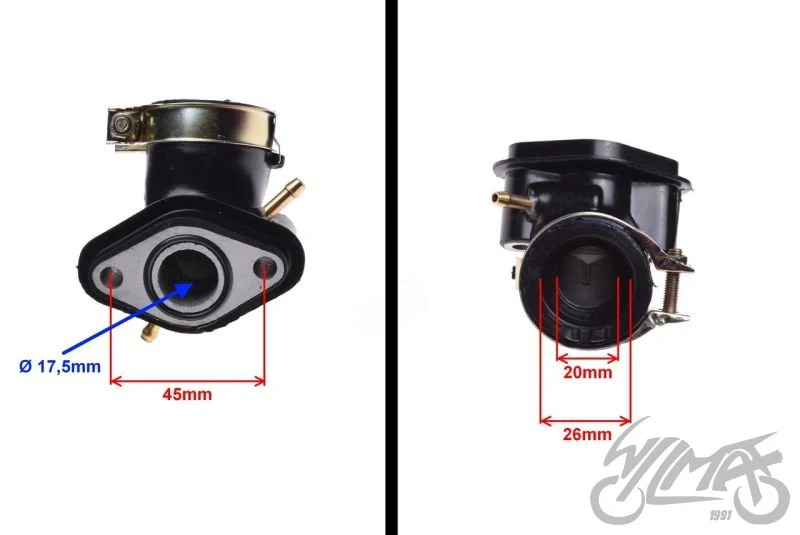 Króciec gaźnika do Kinroad Delfin XT50QT-2 — dwa przyłącza podciśnienia — ujęcie 2