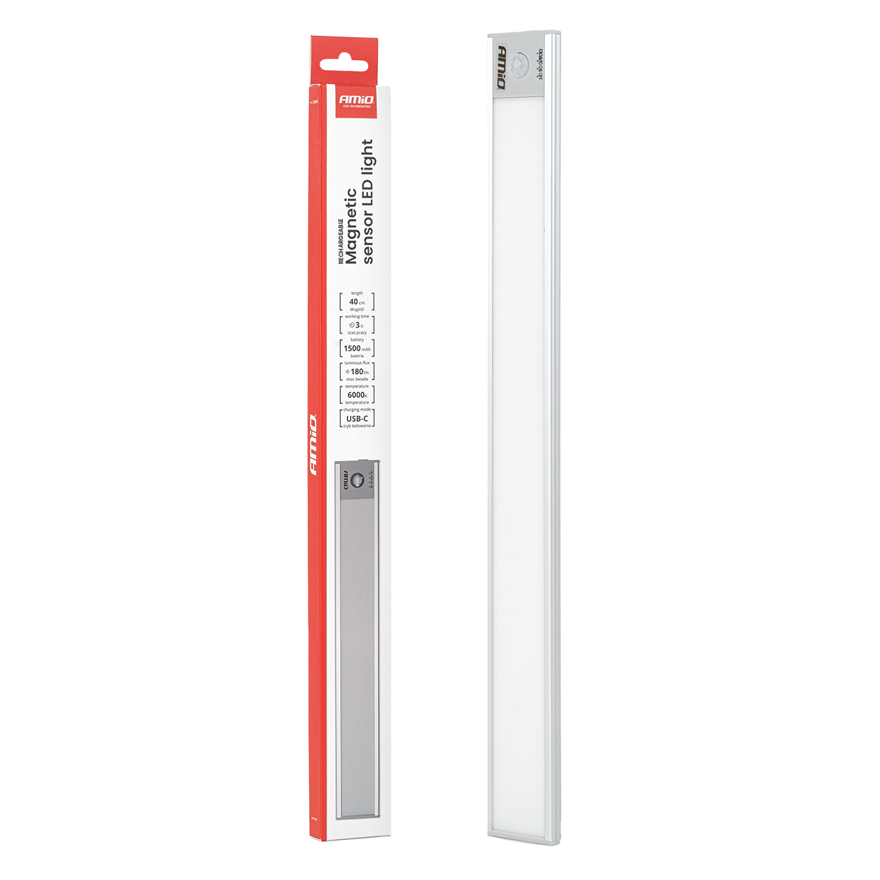 Bezprzewodowa lampa LED z czujnikiem ruchu 2 W 1500 mAh USB-C 40 cm