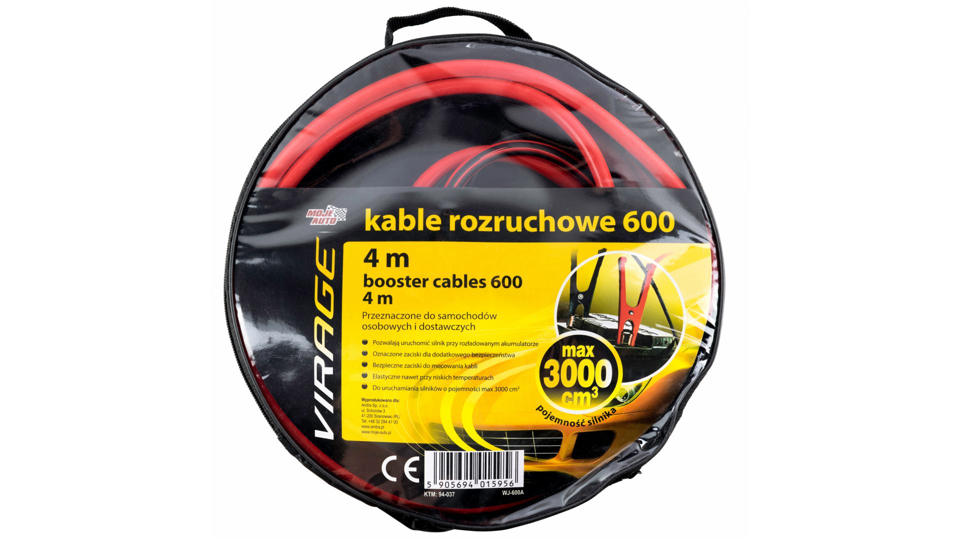 Kable Rozruchowe 600 4m MOJE AUTO 94-037