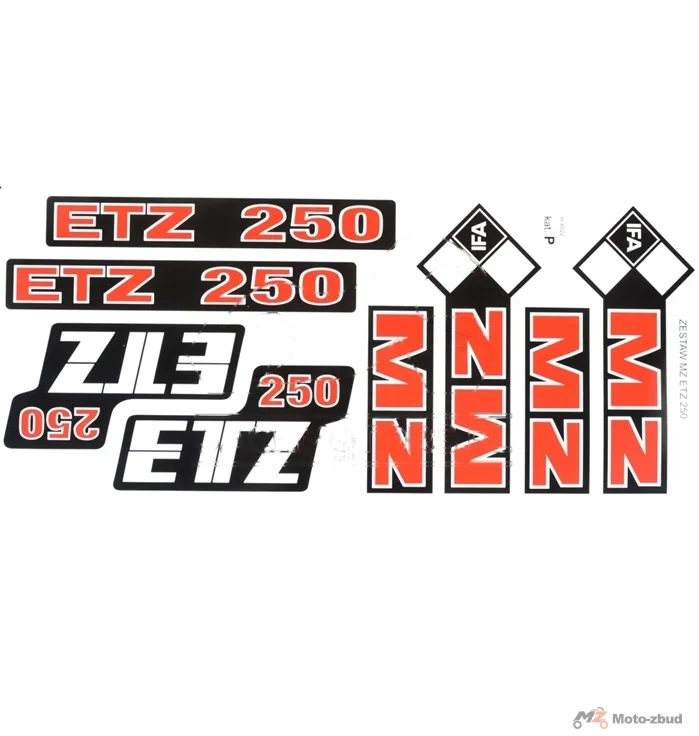 Naklejka MZ ETZ 250 czerwona kpl.