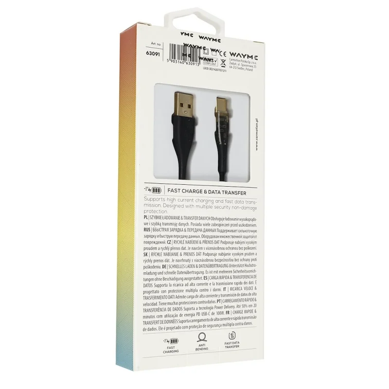 WAYME Kabel do ładowania i synchronizacji w oplocie z mikrofibry 120 cm USB > USB-C max 30W — ujęcie 2