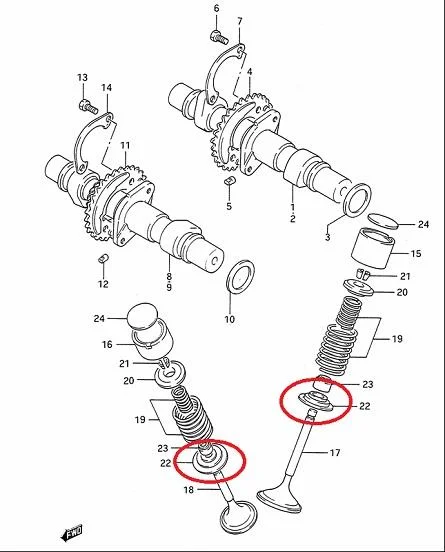 Podkładki dolne sprężyny zaworu Suzuki VS1400 (2 szt.)(oryginał) — ujęcie 3