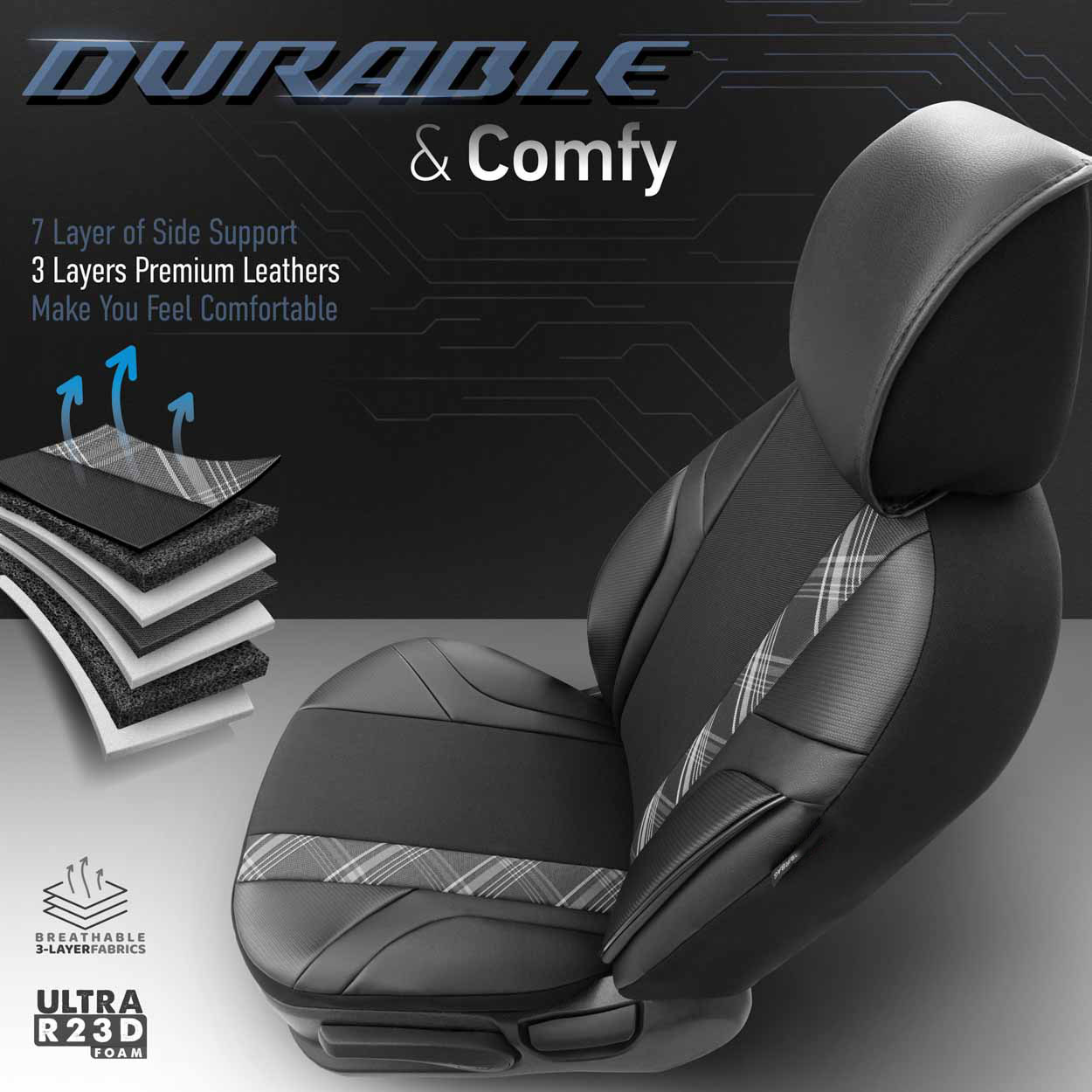 Komplet pokrowców na fotele samochodowe OTOM HORIZON 1808 BLACK/SMOKED 3-ZIP — ujęcie 8