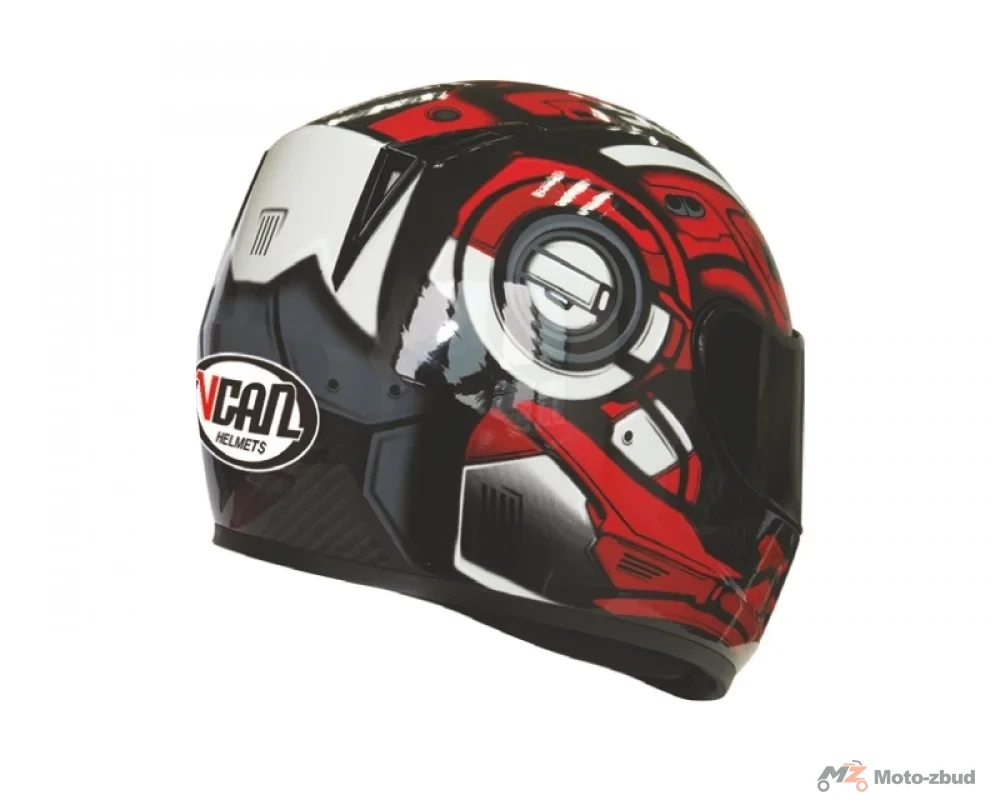 Kask VCAN model V159 Black titan integralny czarno-czerwono-biały z grafiką M — ujęcie 2