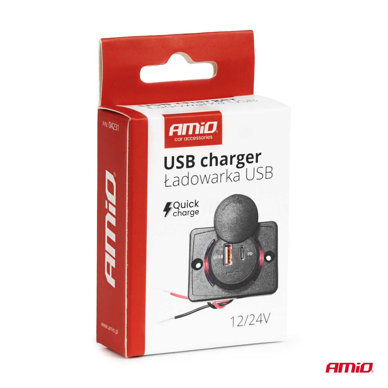 Ładowarka samochodowa z gniazdami USB wodoodporna kwadratowa USB + USB-C QC3.0 12 V 24 V — ujęcie 5
