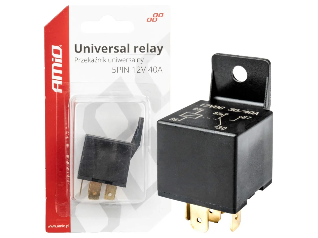 Przekaźnik 12 V 40A 5 PIN do świateł / blokady zapłonu / autoalarmu