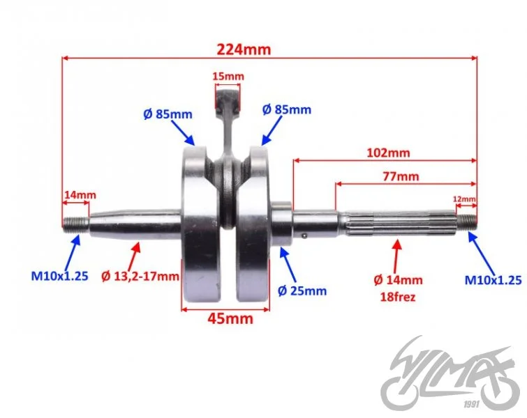 Wał korbowy do Aprilia scarabeo 50 2 V E2 2002-2006 — ujęcie 2