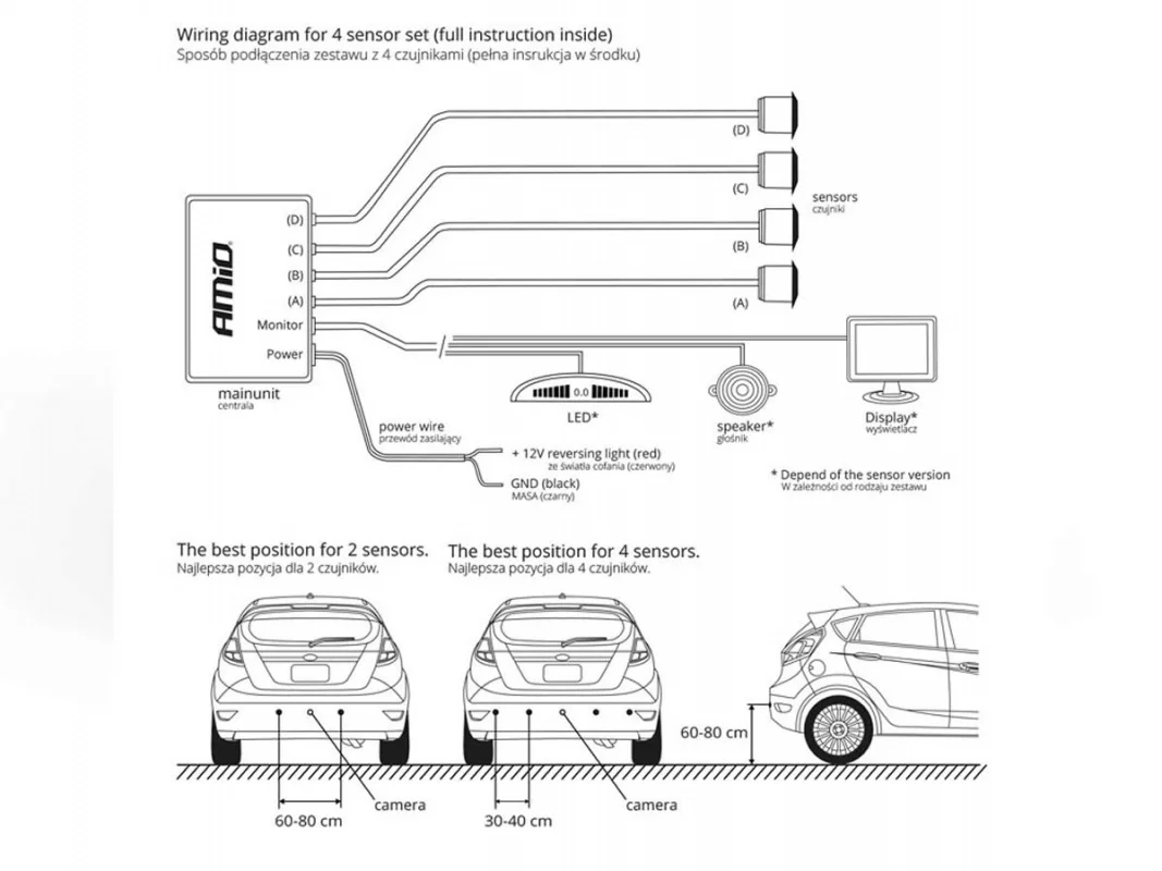 Czujnik cofania / parkowania buzzer (czarny) 4 sensory — ujęcie 2