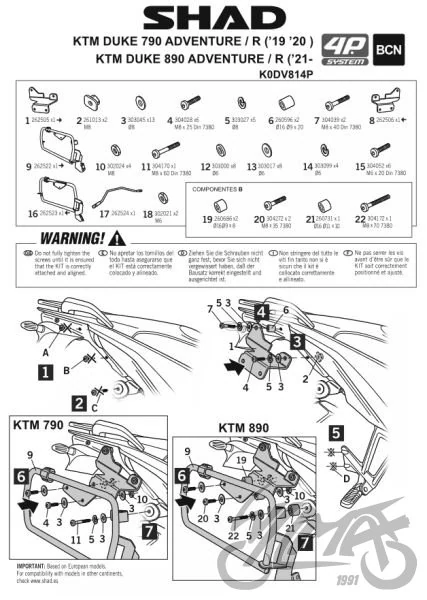 Stelaż kufra bocznego 4P SHAD do KTM 790 Adventure / 890 Adventure — ujęcie 2