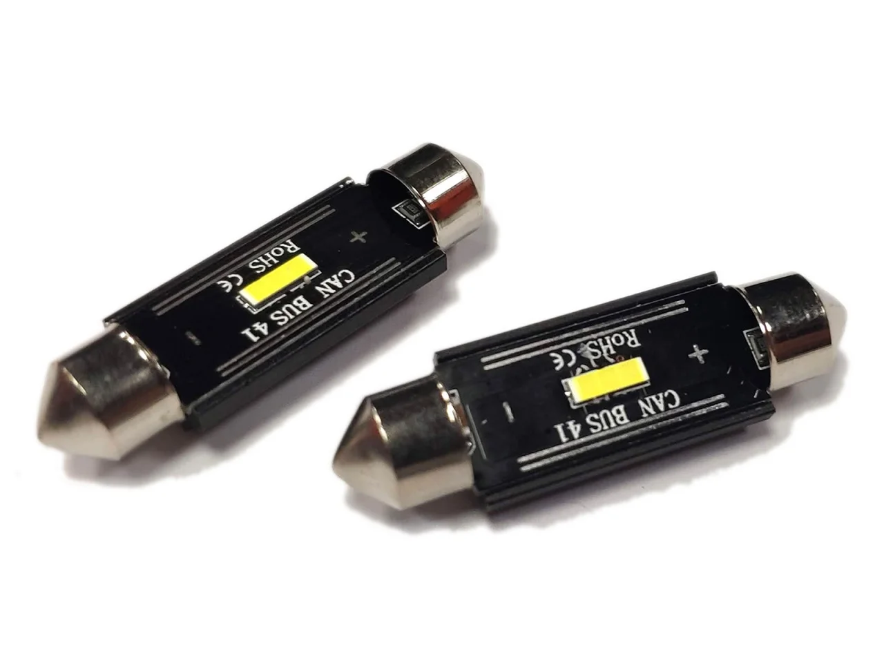 Żarówka rurkowa SV8.5 12V/24V 41mm SMD UltraBright 1860 Festoon CANBUS bipolarna biała AMIO (2szt.) — ujęcie 3