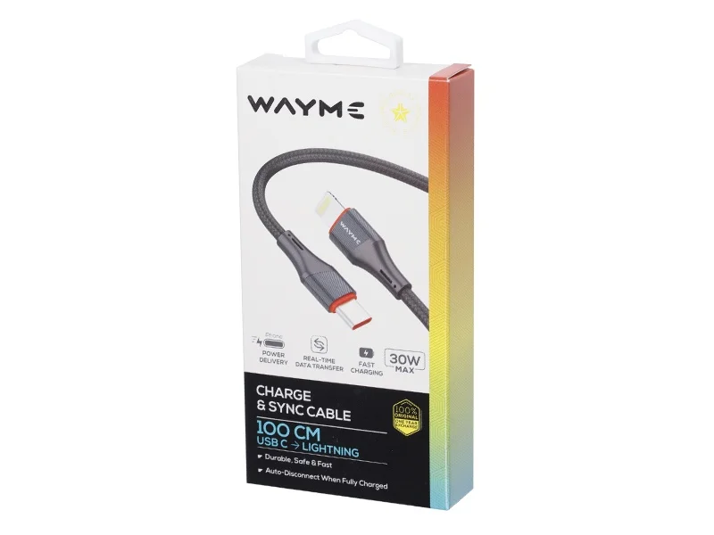 Wayme kabel do ładowania i synchronizacji 100 cm usb-c > lightning max 30w — ujęcie 2
