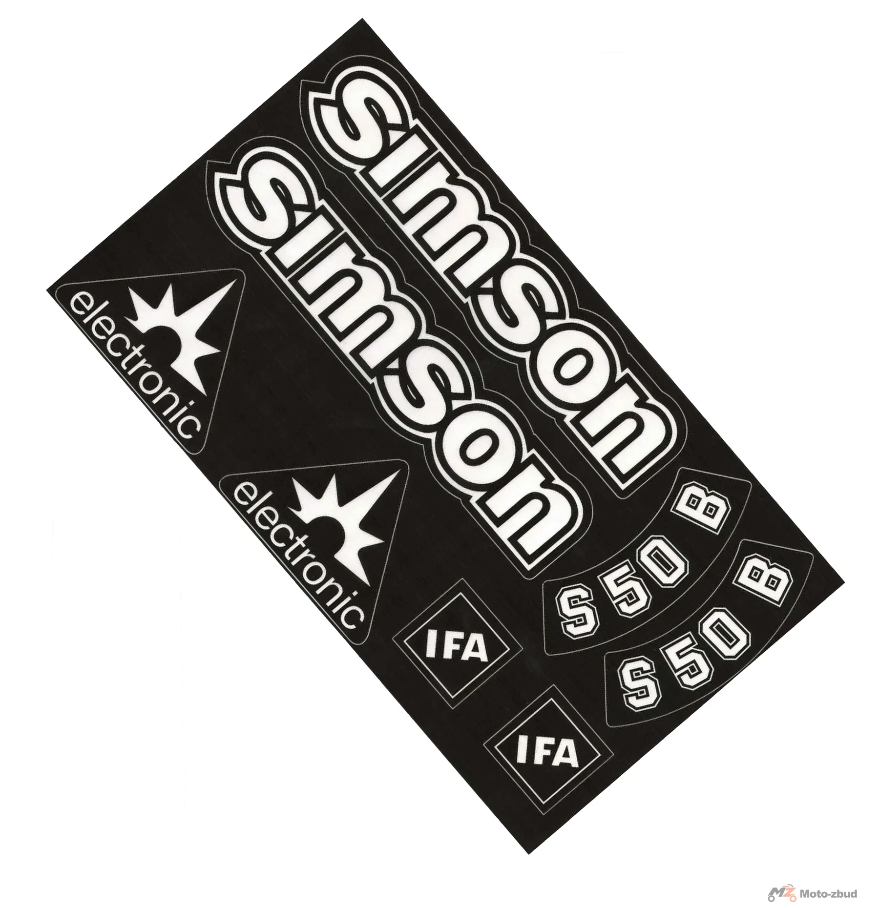 Naklejka Simson pokrywy i zbiornika S50 b electronic IFA czarna / transparentna jasna premium kpl.